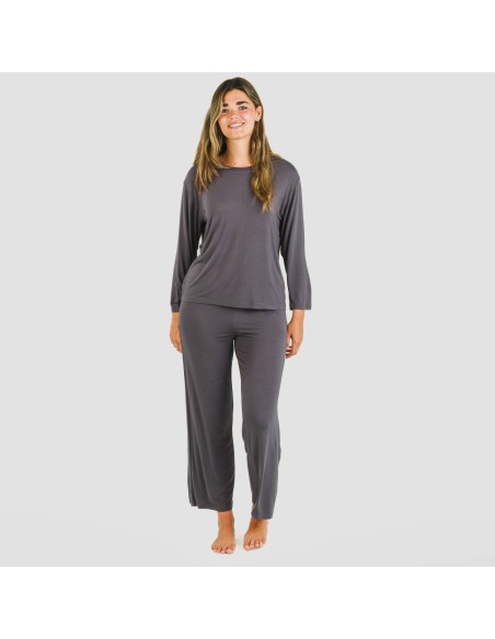 Pijama largo viscosa mujer liso pijamas-largos-de-mujer