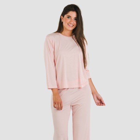 Pijama largo viscosa mujer liso pijamas-largos-de-mujer