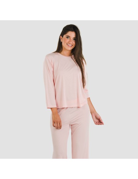 Pijama largo viscosa mujer liso pijamas-largos-de-mujer