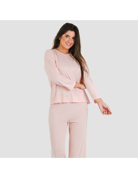 Pijama largo viscosa mujer liso pijamas-largos-de-mujer