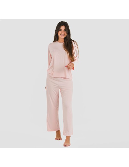 Pijama largo viscosa mujer liso pijamas-largos-de-mujer