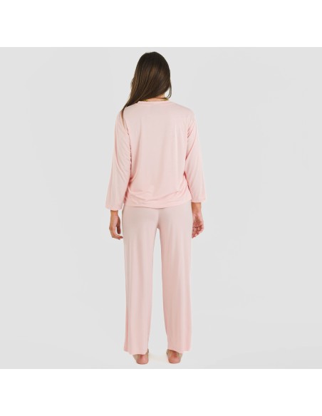 Pijama largo viscosa mujer liso pijamas-largos-de-mujer