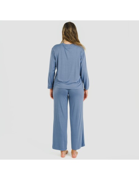 Pijama largo viscosa mujer liso pijamas-largos-de-mujer