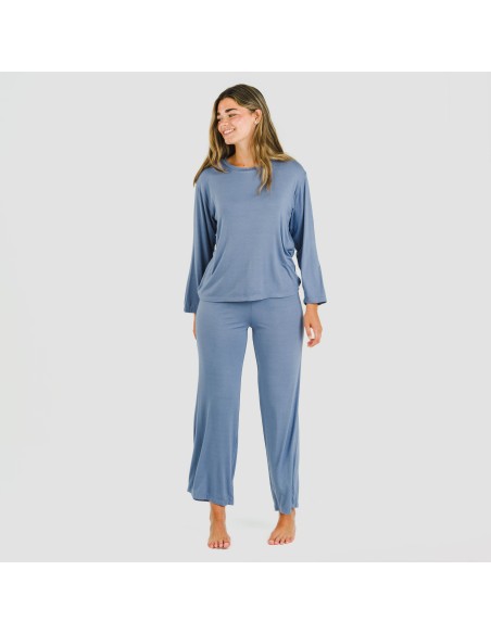 Pijama largo viscosa mujer liso pijamas-largos-de-mujer