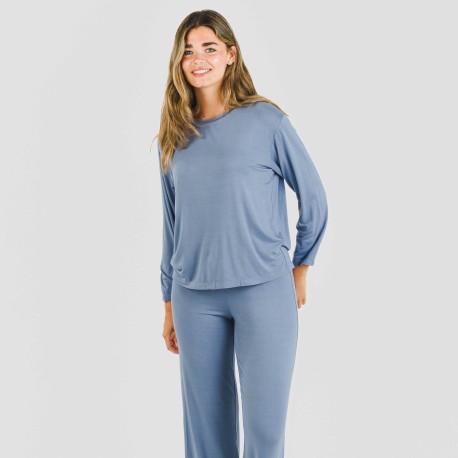 Pijama largo viscosa mujer liso pijamas-largos-de-mujer