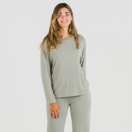 Pijama largo viscosa mujer liso pijamas-largos-de-mujer