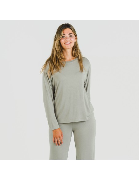 Pijama largo viscosa mujer liso pijamas-largos-de-mujer