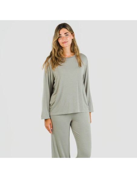 Pijama largo viscosa mujer liso pijamas-largos-de-mujer