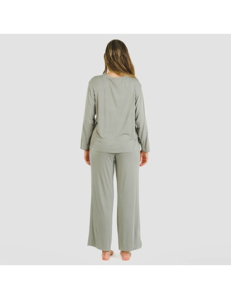 Pijama largo viscosa mujer liso pijamas-largos-de-mujer