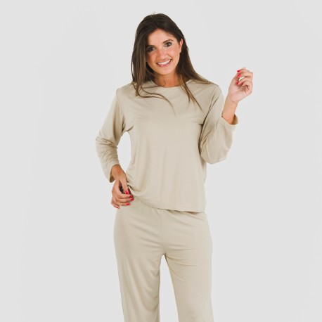 Pijama largo viscosa mujer liso pijamas-largos-de-mujer