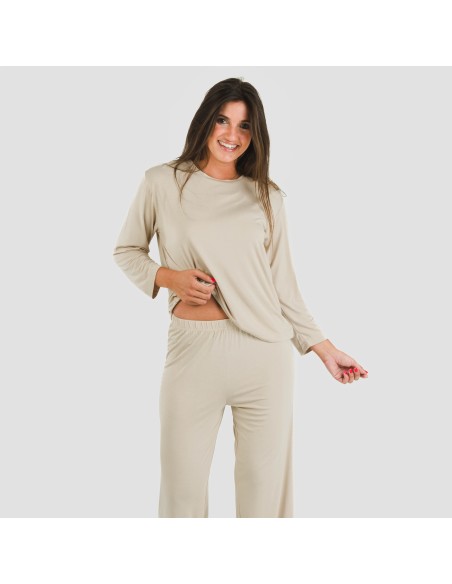 Pijama largo viscosa mujer liso pijamas-largos-de-mujer