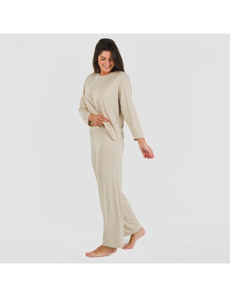 Pijama largo viscosa mujer liso pijamas-largos-de-mujer