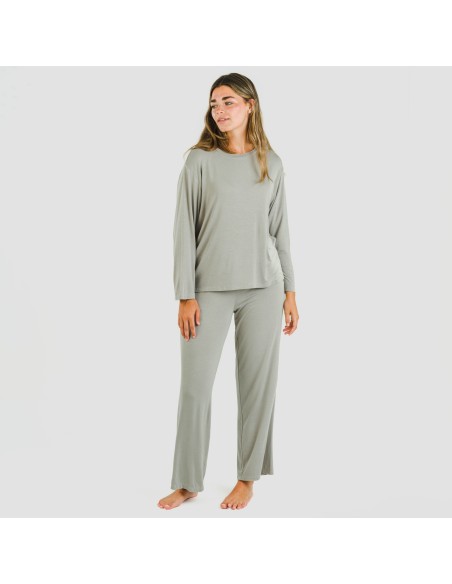 Pijama largo viscosa mujer liso pijamas-largos-de-mujer