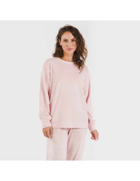 Pijama largo Velvet liso pijamas-de-invierno-de-mujer