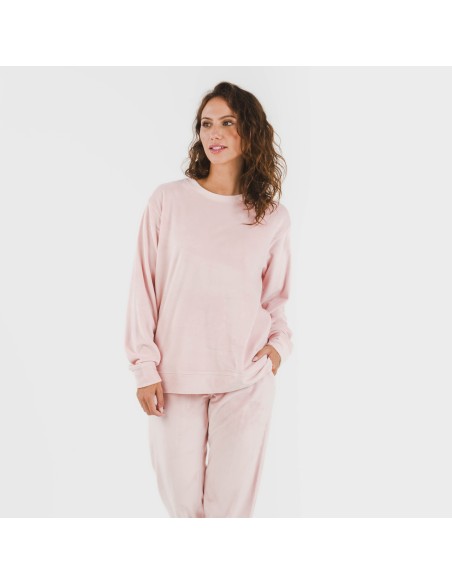 Pijama largo Velvet liso pijamas-de-invierno-de-mujer