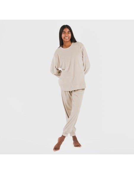 Pijama largo Velvet liso pijamas-de-invierno-de-mujer