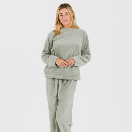 Pijama terciopelo liso pijamas-de-invierno-de-mujer