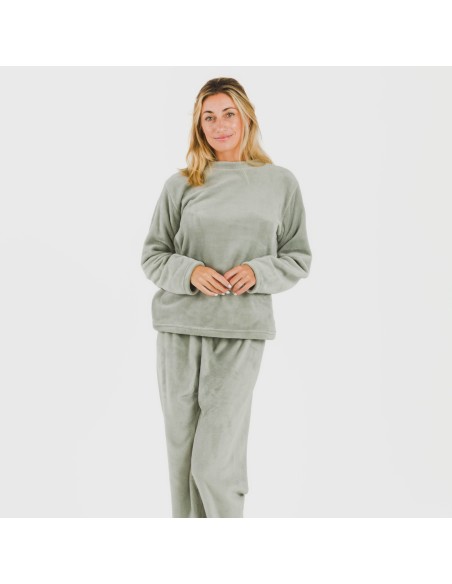 Pijama terciopelo liso pijamas-de-invierno-de-mujer