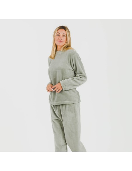 Pijama terciopelo liso pijamas-de-invierno-de-mujer