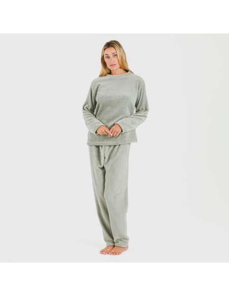 Pijama terciopelo liso pijamas-de-invierno-de-mujer