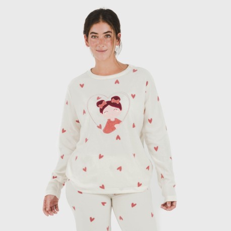 Pijama polar Fanny rosa pijamas-de-invierno-de-mujer