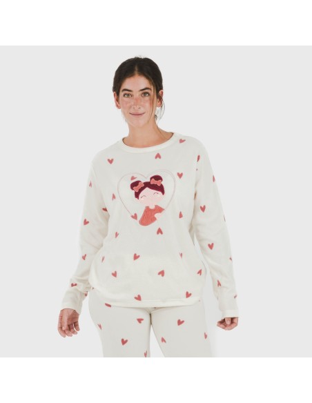 Pijama polar Fanny rosa pijamas-de-invierno-de-mujer