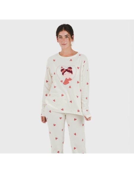 Pijama polar Fanny rosa pijamas-de-invierno-de-mujer