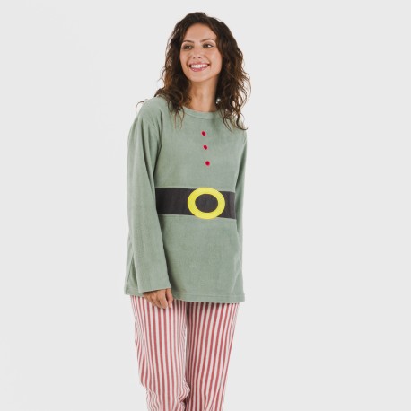 Pijama polar Leto verde tiffany pijamas-de-invierno-de-mujer