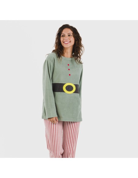 Pijama polar Leto verde tiffany pijamas-de-invierno-de-mujer