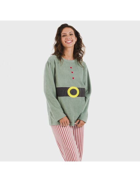 Pijama polar Leto verde tiffany pijamas-de-invierno-de-mujer