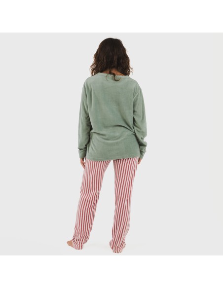 Pijama polar Leto verde tiffany pijamas-de-invierno-de-mujer