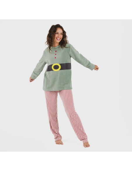 Pijama polar Leto verde tiffany pijamas-de-invierno-de-mujer