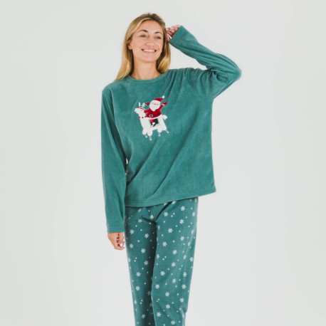 Pijama polar Elf verde frances pijamas-de-invierno-de-mujer