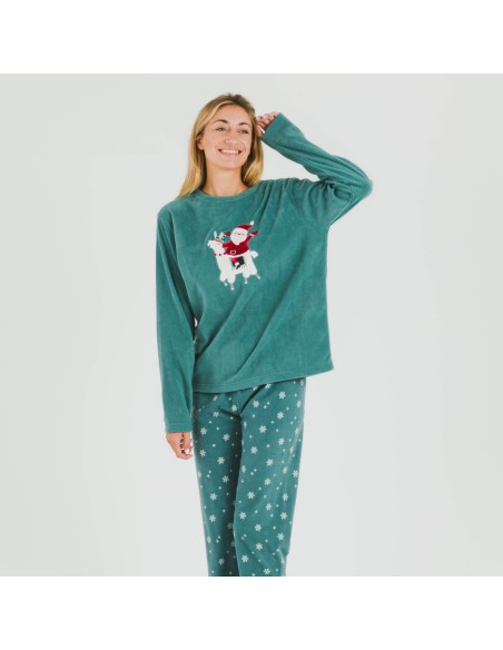 Pijama polar Elf verde frances pijamas-de-invierno-de-mujer