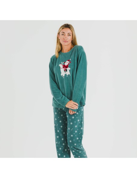 Pijama polar Elf verde frances pijamas-de-invierno-de-mujer