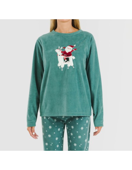 Pijama polar Elf verde frances pijamas-de-invierno-de-mujer