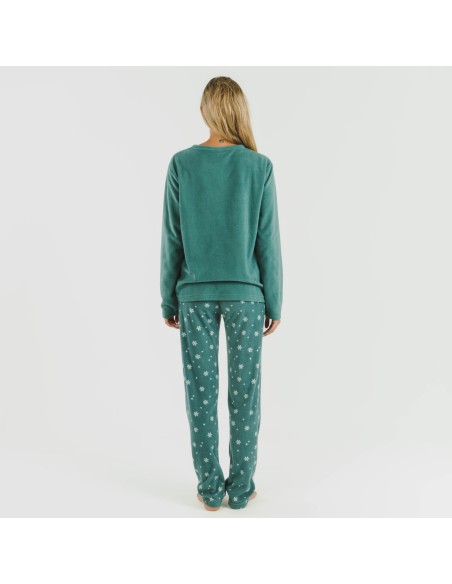 Pijama polar Elf verde frances pijamas-de-invierno-de-mujer