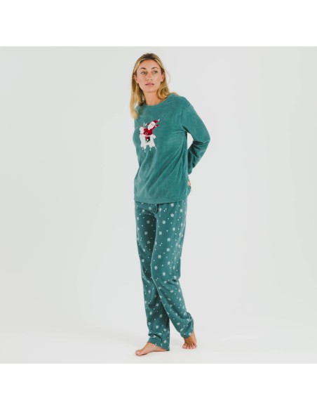 Pijama polar Elf verde frances pijamas-de-invierno-de-mujer