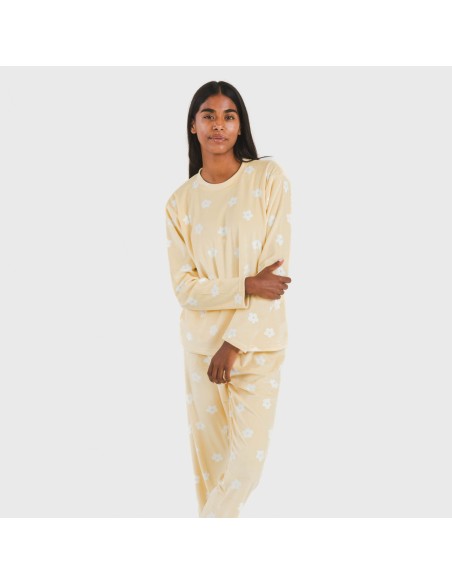 Pijama terciopelo Dula vainilla pijamas-de-invierno-de-mujer