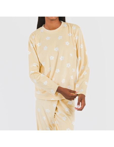 Pijama terciopelo Dula vainilla pijamas-de-invierno-de-mujer