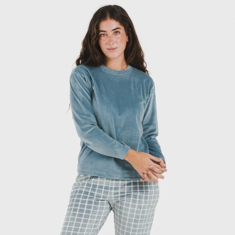 Pijama terciopelo Cuadro Roberto indigo pijamas-de-invierno-de-mujer