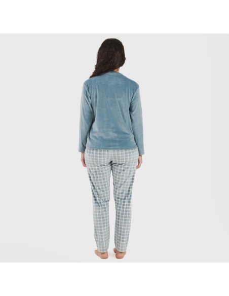 Pijama terciopelo Cuadro Roberto indigo pijamas-de-invierno-de-mujer