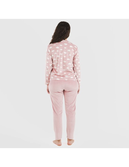 Pijama terciopelo Nubecita rosa palo pijamas-de-invierno-de-mujer