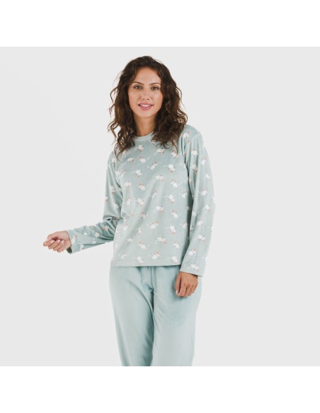 Pijama terciopelo Seasonal agua marina pijamas-de-invierno-de-mujer