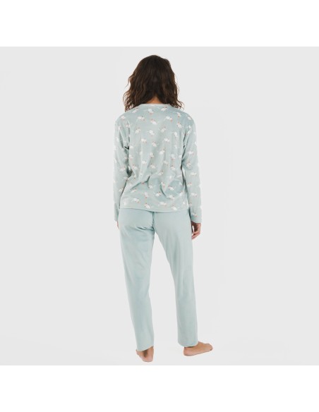 Pijama terciopelo Seasonal agua marina pijamas-de-invierno-de-mujer