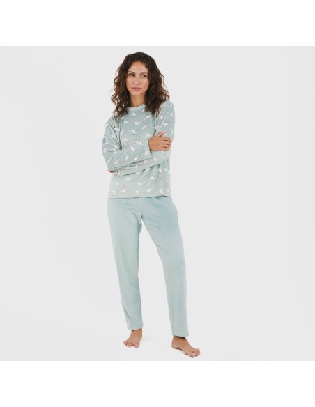 Pijama terciopelo Seasonal agua marina pijamas-de-invierno-de-mujer