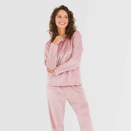 Pijama terciopelo Lolenda malva rosa pijamas-de-invierno-de-mujer