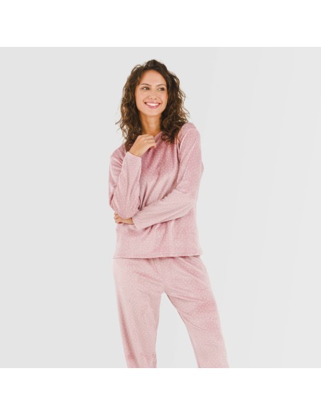 Pijama terciopelo Lolenda malva rosa pijamas-de-invierno-de-mujer