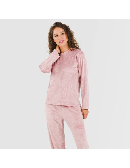 Pijama terciopelo Lolenda malva rosa pijamas-de-invierno-de-mujer