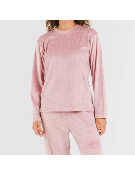 Pijama terciopelo Lolenda malva rosa pijamas-de-invierno-de-mujer